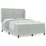 Lit à ressort vidaXL avec matelas Gris clair 160x200 cm Velours