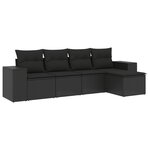 vidaXL Salon de jardin 5 Pièces avec coussins noir résine tressée