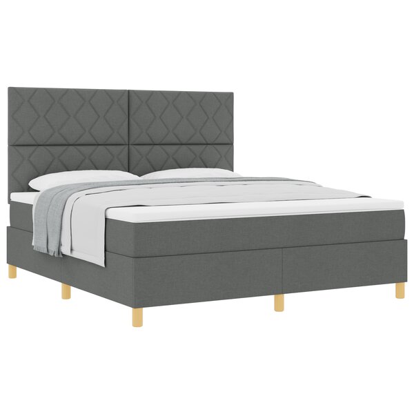 vidaXL Lit boxspring avec matelas gris foncé super king en tissu