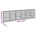 vidaXL Panier gabion avec couvercle 600x50x150 cm fer galvanisé