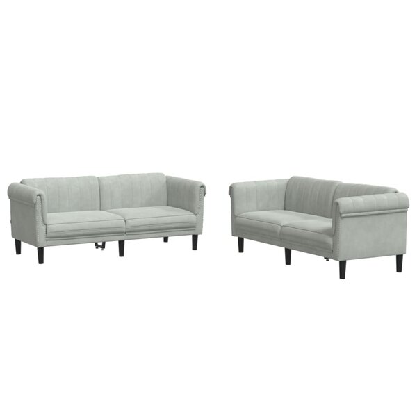 vidaXL Ensemble de canapés 2 Pièces gris clair velours