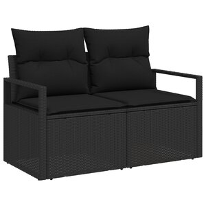 Ensemble de canapé de jardin vidaXL 7 pièces avec coussins noir poly rotin