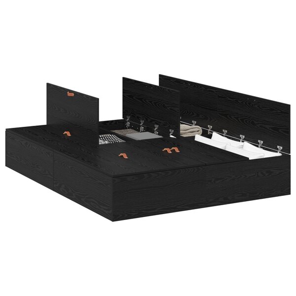 Cadre de lit avec rangement vidaXL en chêne noir 140x190 cm