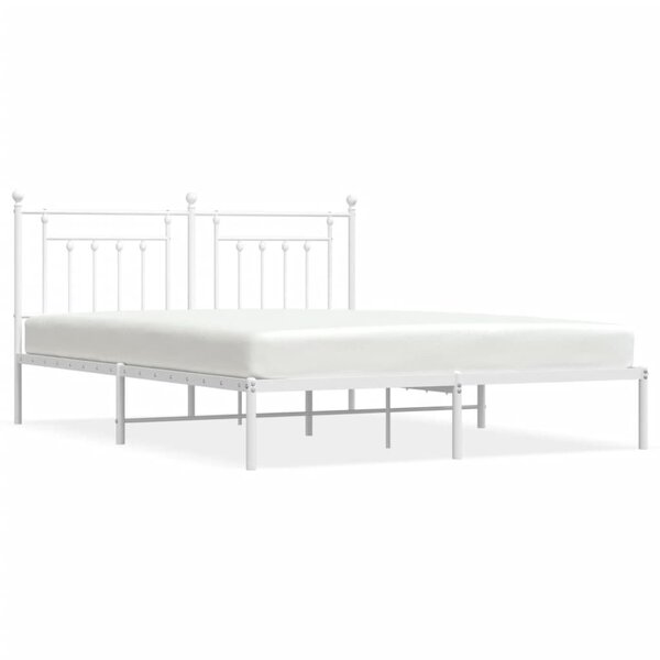 vidaXL Cadre de lit métal sans matelas et tête de lit blanc 160x200 cm