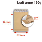 Lot de 1000 enveloppes kraft arme 130g à soufflets c4