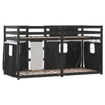 vidaXL Lit superposé avec rideaux blanc/noir 90x200 cm bois pin massif