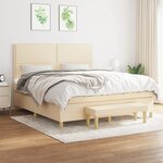 vidaXL Sommier à lattes de lit avec matelas Crème 180x200 cm Tissu