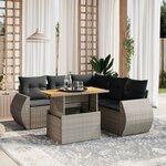 vidaXL Salon de jardin 6 Pièces avec coussins gris résine tressée