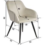 Lot de 2 chaises pieds noir siège de salon cuisine salle à manger design élégant velours beige 08_0000571