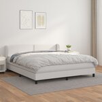 vidaXL Sommier à lattes de lit avec matelas Blanc 160x200cm Similicuir