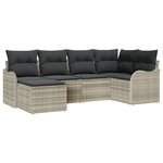 Ensemble de Canapé de Jardin 6 Pièces avec Coussins Gris Clair Rattan Poly