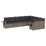vidaXL Salon de jardin 9 Pièces avec coussins gris résine tressée