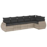 vidaXL Salon de jardin 6 Pièces avec coussins gris clair résine tressée