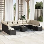 vidaXL Ensemble de canapé de jardin de 10 pièces avec coussins Marron Poly Rattan