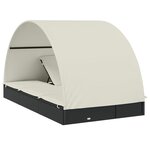 vidaXL Transat 2 places avec toit rond noir 211x112x140 cm