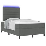 vidaXL Lit à ressorts avec matelas et lumière LED gris foncé 120x190 cm en tissu