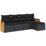 vidaXL Salon de jardin 5 Pièces avec coussins noir résine tressée