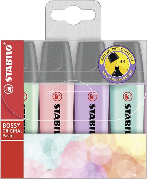 Etui de 4 surligneurs STABILO BOSS ORIGINAL Pastel Assortis STABILO