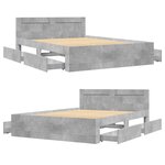 vidaXL Cadre de lit et tête de lit sans matelas gris béton 140x190 cm