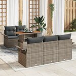 vidaXL Ensemble de canapé de jardin 6 pièces avec coussins gris en poly rattan et acacia
