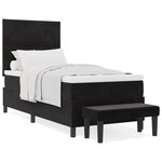 vidaXL Lit à Ressorts avec Matelas & Banc Noir 90x200 cm en Velours