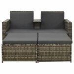 vidaXL Salon de jardin 3 Pièces avec coussins Résine tressée Gris