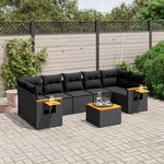 vidaXL Salon de jardin 8 Pièces avec coussins noir résine tressée