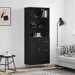 vidaXL Buffet haut Noir 69 5x34x180 cm Bois d'ingénierie