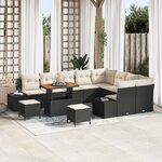 Ensemble de 12 pièces de sofa de jardin avec coussins Noir Poly Rattan Acacia