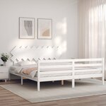vidaXL Cadre de lit avec tête de lit blanc Super King Size bois massif