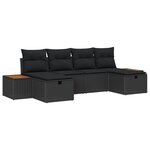 vidaXL Ensemble de canapé de jardin 6 pièces avec coussins noir poly rotin
