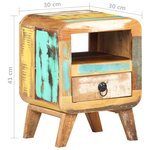 vidaXL Table de chevet 30x30x41 cm Bois de récupération massif