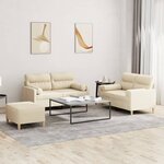 vidaXL Ensemble de canapés 3 Pièces avec coussins crème tissu