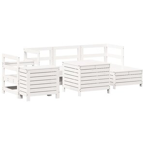 vidaXL Salon de jardin 7 Pièces blanc bois de pin massif