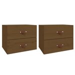vidaXL Tables de chevet murales 2 Pièces Marron miel 50x36x40 cm