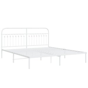 vidaXL Cadre de lit métal avec tête de lit blanc 183x203 cm