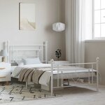 vidaXL Cadre de lit métal sans matelas et pied de lit blanc 100x200 cm