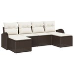 vidaXL Ensemble de canapé de jardin 6 pièces avec coussins marron polyrotin