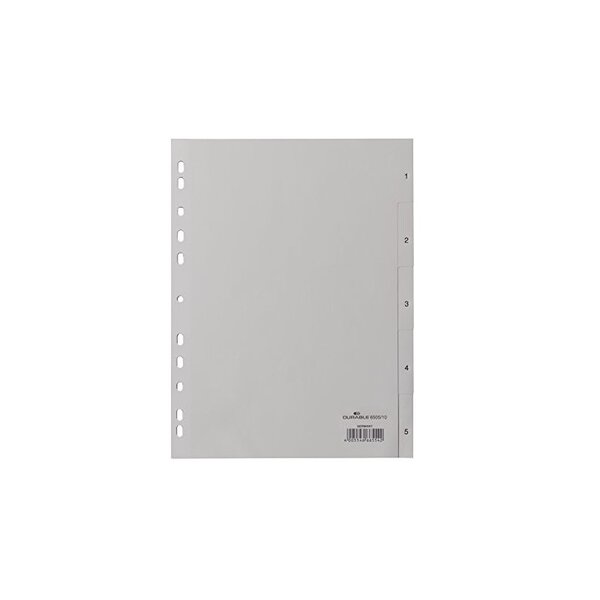 DURABLE Intercalaires en plastique, chiffres, A4, 5 touches