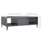 vidaXL Table basse gris brillant 103 5x60x35 cm bois d'ingénierie