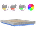 vidaXL Cadre de lit avec lumières LED gris béton 120x190 cm