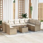 vidaXL Ensemble de Canapé de Jardin de 10 Pièces avec Coussins Marron Poly Rattan