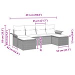 vidaXL Ensemble de Canapés de Jardin 6 Pièces avec Coussins Gris Clair Rattan Poly