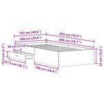 Lit vidaXL en vieux bois 100x200 cm en bois d'ingénierie