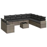 vidaXL Salon de jardin 11 Pièces avec coussins gris résine tressée