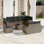 vidaXL Salon de jardin 9 Pièces avec coussins gris résine tressée