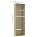 vidaXL Bibliothèque à 5 niveaux Blanc et chêne Sonoma Bois ingénierie