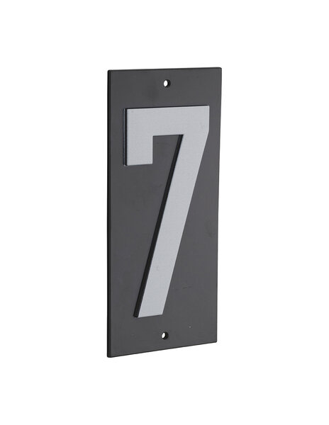 THIRARD - Plaque de signalisation 7  marquage blanc sur fond noir  panneau ABS à visser  56x120mm