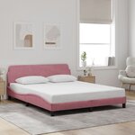 vidaXL Cadre de lit et tête de lit sans matelas rose 160x200cm velours