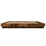 vidaXL Cadre de lit et lumières LED sans matelas chêne fumé 200x200 cm